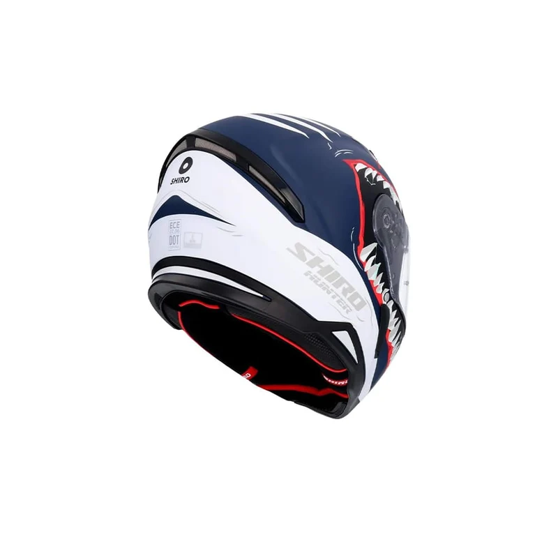 SHIRO HUNTER SHARK CASCO INTEGRAL DE MOTO AZUL SCURO MATE
