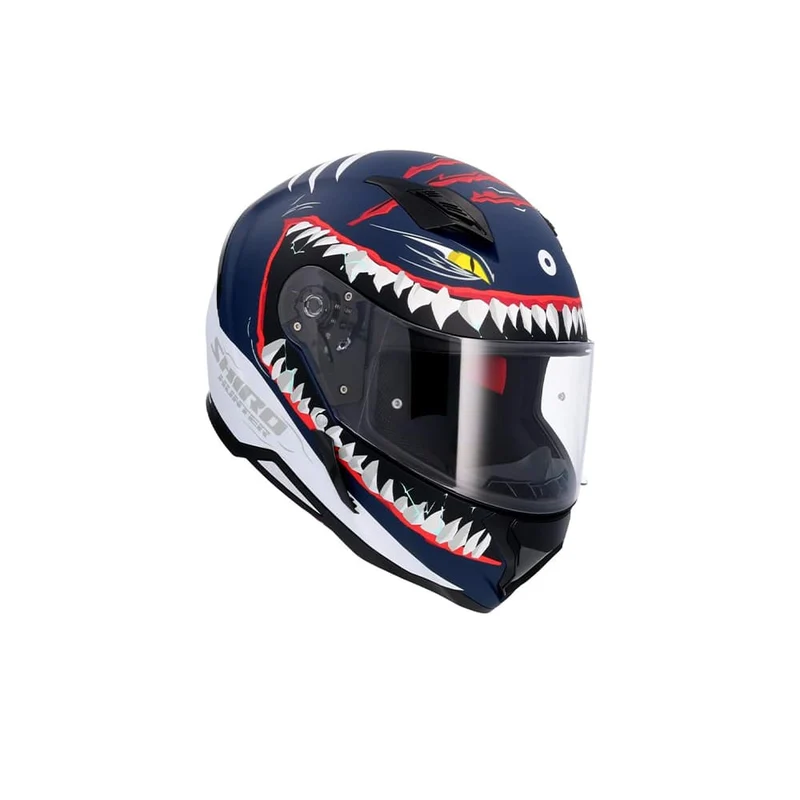 SHIRO HUNTER SHARK CASCO INTEGRAL DE MOTO AZUL SCURO MATE