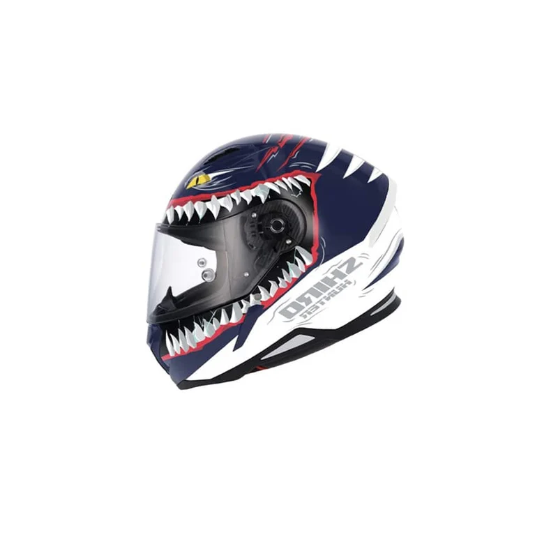 SHIRO HUNTER SHARK CASCO INTEGRAL DE MOTO AZUL SCURO MATE