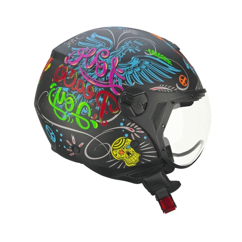 CGM 167S FLO JOY JET Moto Jet Casco Egro Azul Verde Mate Con Forma