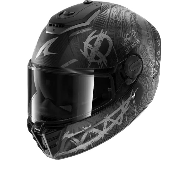 SHARK SPARTAN RS CARBON SHIEVER Mat Carbon Anthra Plata Casco De Moto